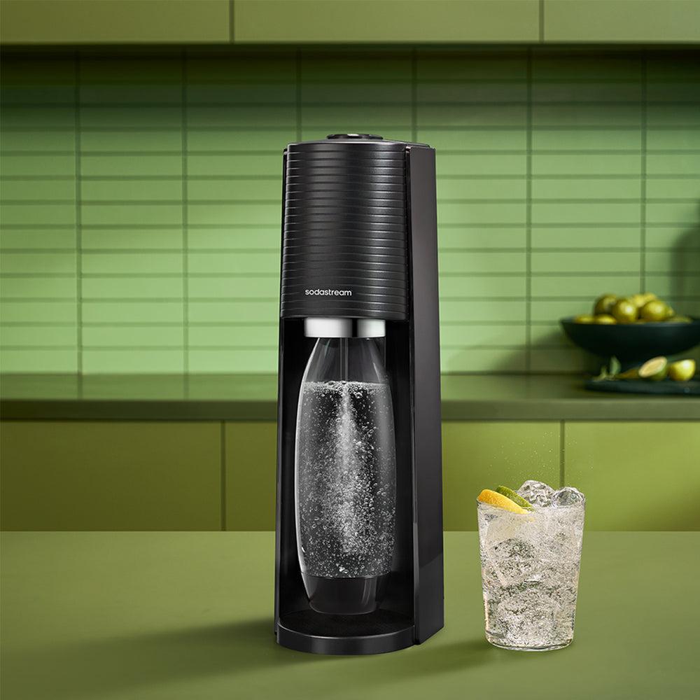 SodaStream Terra sodavandsmaskine i sort med Quick Connect kulsyrepatron og Fuse-flaske