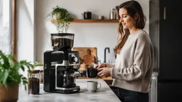 Kaffemaskine med kværn