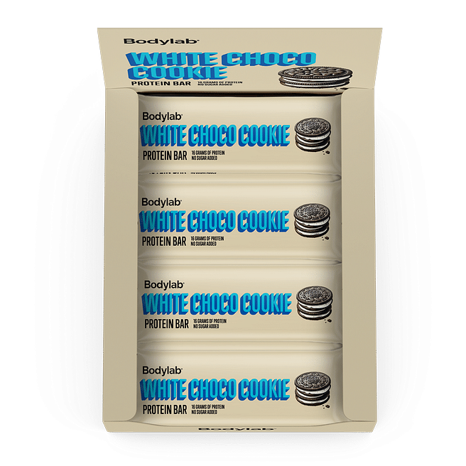 Bodylab Protein Bar White Choco Cookie 55 g æske med 12 barer