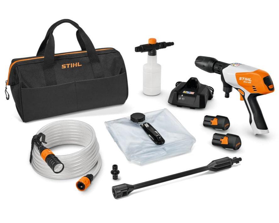 Stihl RCA 20 kompakt batteridrevet trykrenser sæt med 10 liters vandbeholder